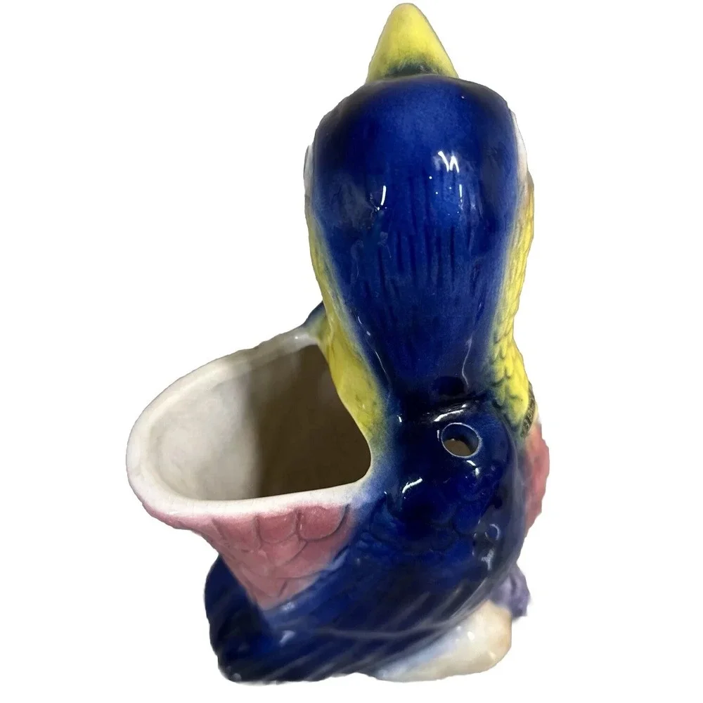 Toucan Planter Ceramic Colorful Bird Vintage 7.5